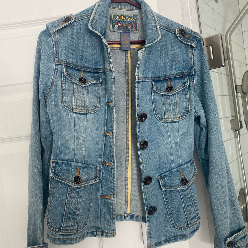 Vintage Y2K Denim Jacket with Button Accents Boho M